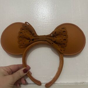 Disney Brown Minnie Mouse Ear Headband leather